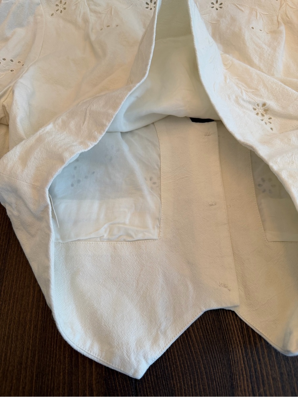 Free People Cream Eyelet Cropped Button Front Blouse - Picture 9 of 10